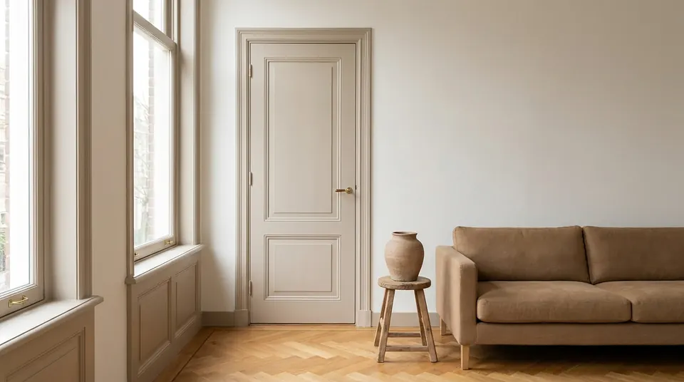 Hero: geschilderde kozijnen / interieur in aardetinten