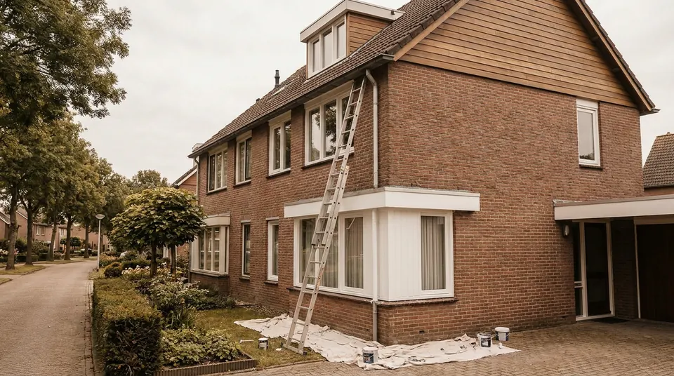 Straatbeeld of geschilderde woning